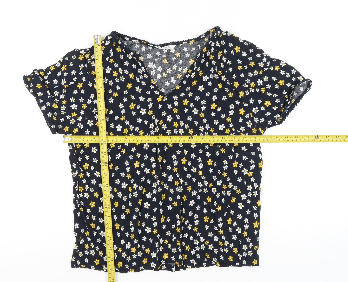 Hush Women's Multicoloured Floral Viscose Blouse Size 14 V-Neck Tunic