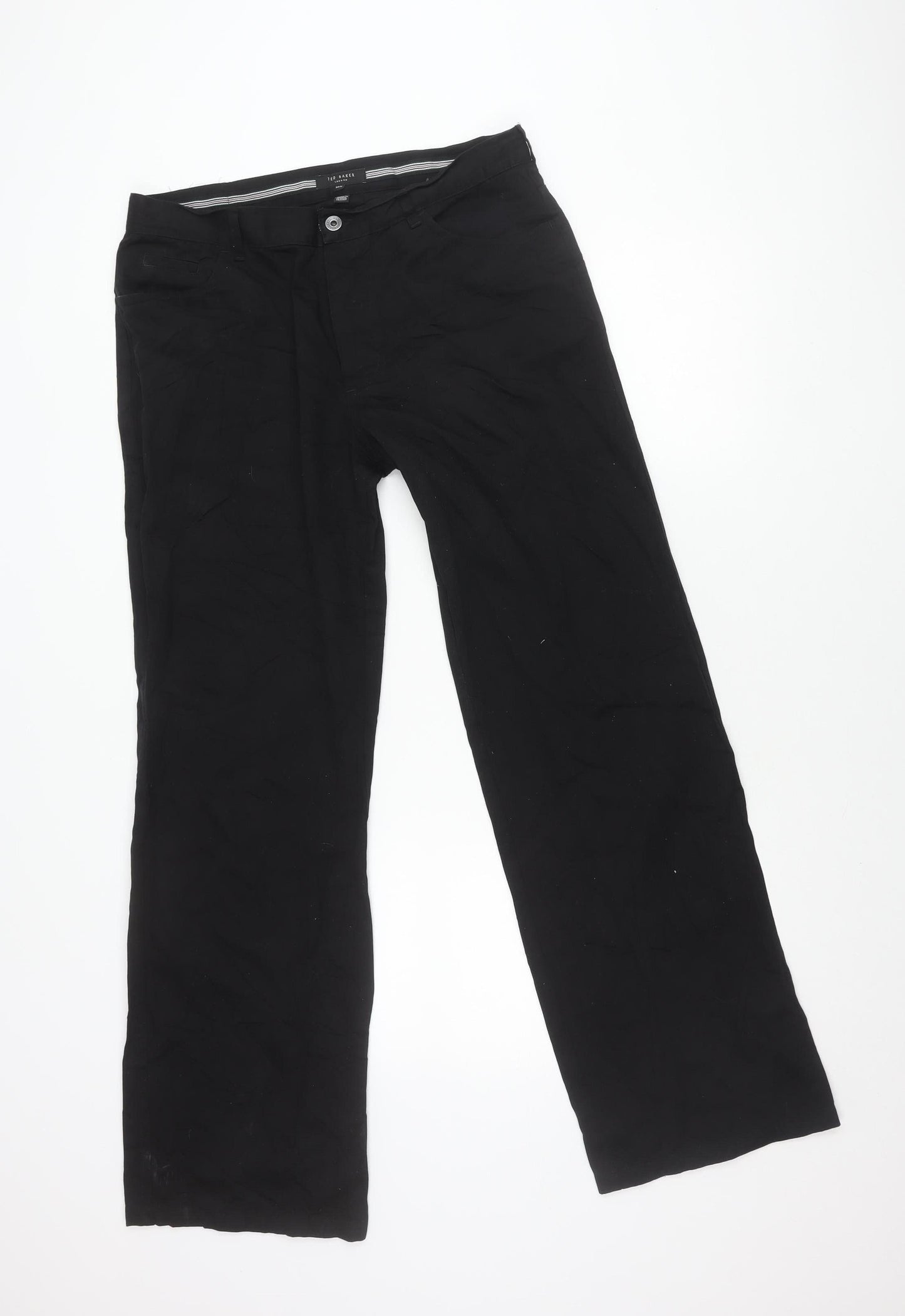 Ted Baker Women’s Black 16 Tall Chino Trousers 100% Cotton Straight Leg