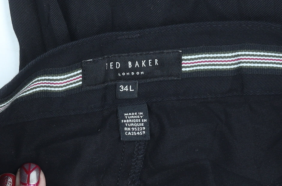 Ted Baker Women’s Black 16 Tall Chino Trousers 100% Cotton Straight Leg