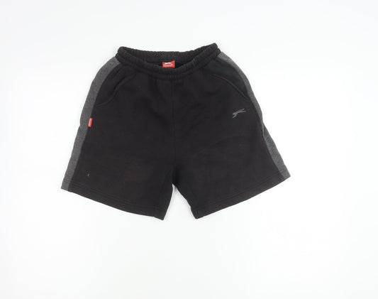 Slazenger Boys Black Athletic Shorts 9-10Y Elastic Waist Jersey Sports