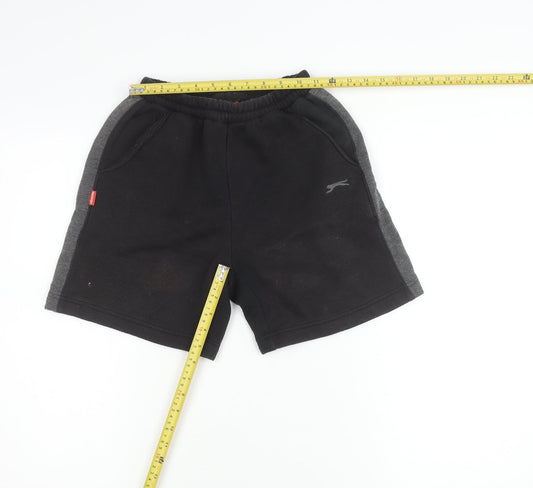 Slazenger Boys Black Athletic Shorts 9-10Y Elastic Waist Jersey Sports
