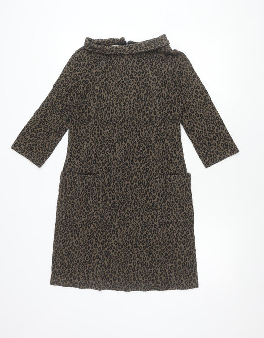 Hobbs Women’s Brown Leopard Print Sheath Dress Size 16