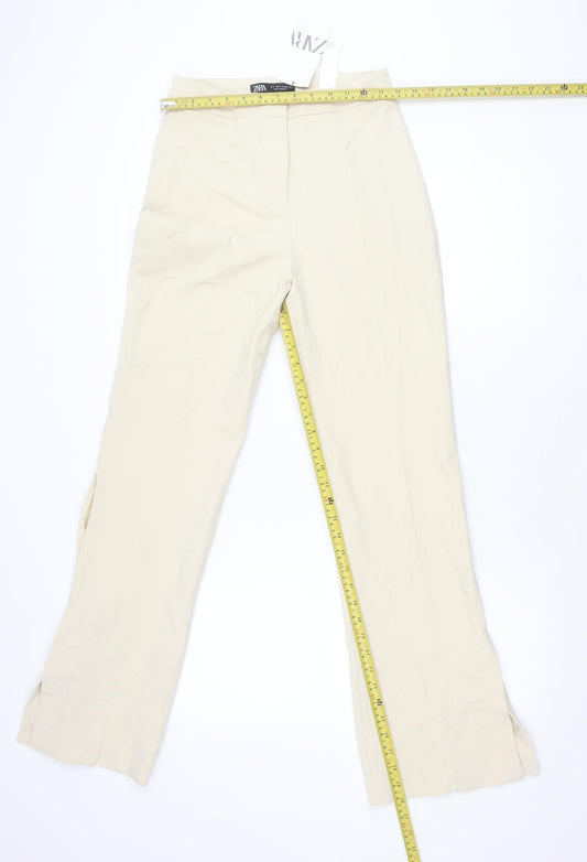 Zara Women’s Beige Straight Leg Trousers S Regular Fit