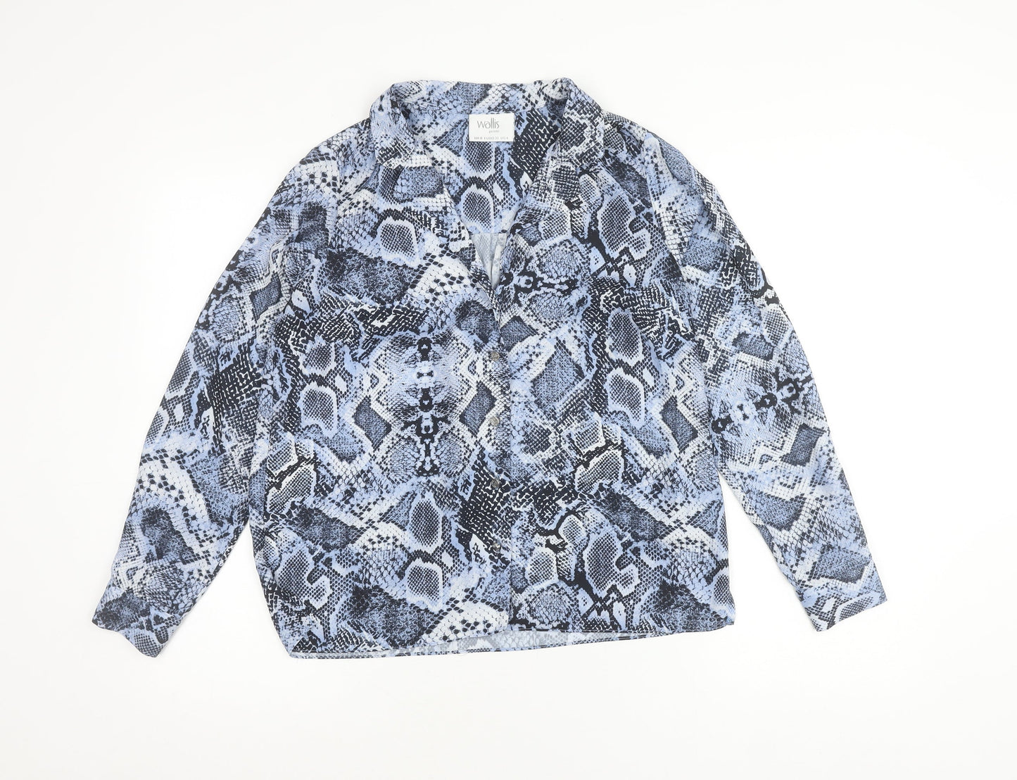 Wallis Women's Petite Blue Snake Print Chiffon Blouse UK 8