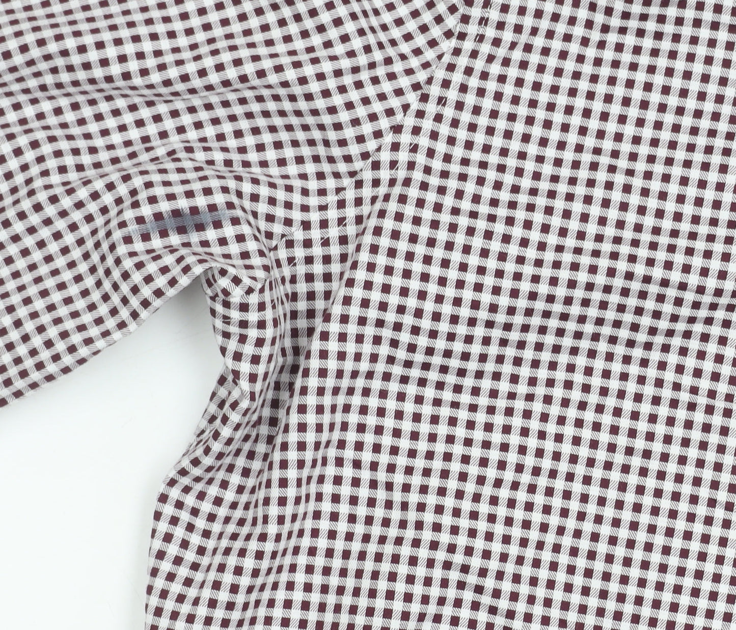 Marks and Spencer Men's Red Check 15.5in Regular Fit Long Sleeve Shirt
