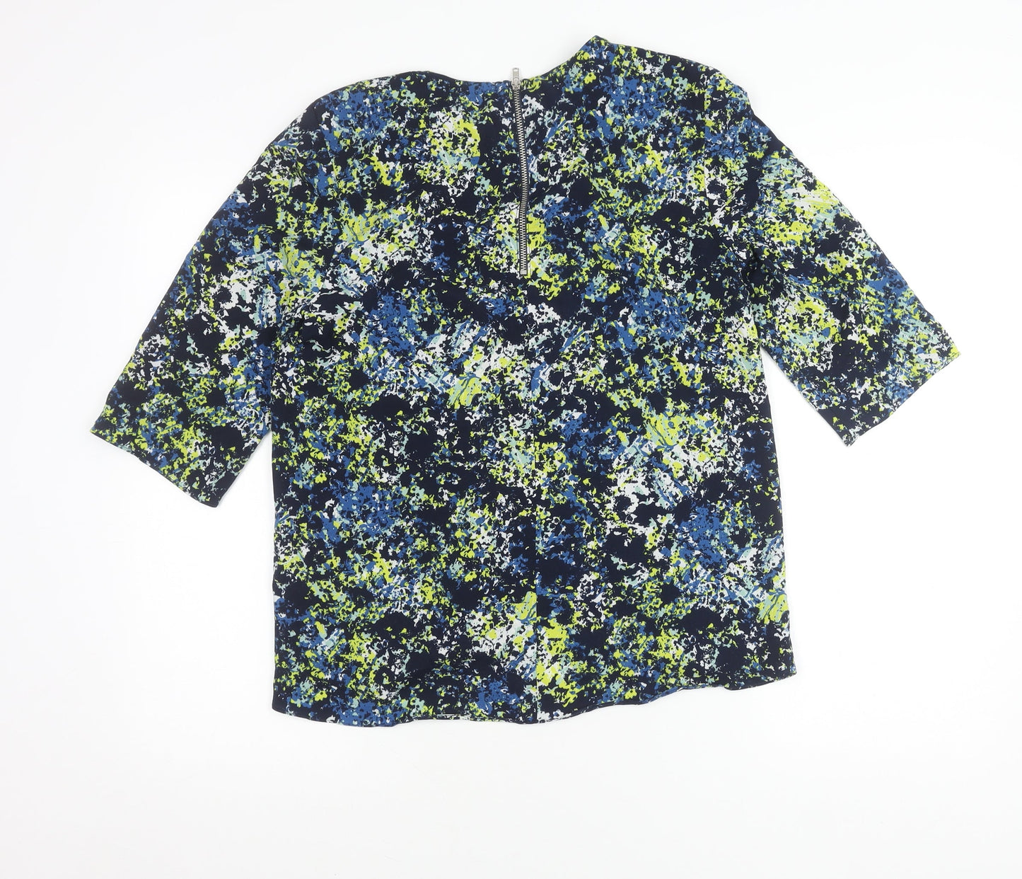 Warehouse Women’s Multicoloured Abstract Blouse UK 12 3/4 Sleeve