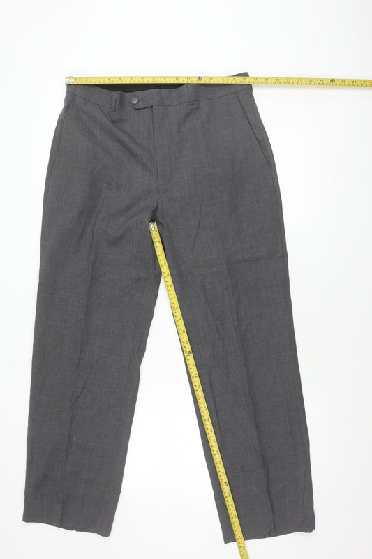 Daniel Hechter Mens Grey Wool Blend Dress Trousers 36W 33.5L Straight Leg