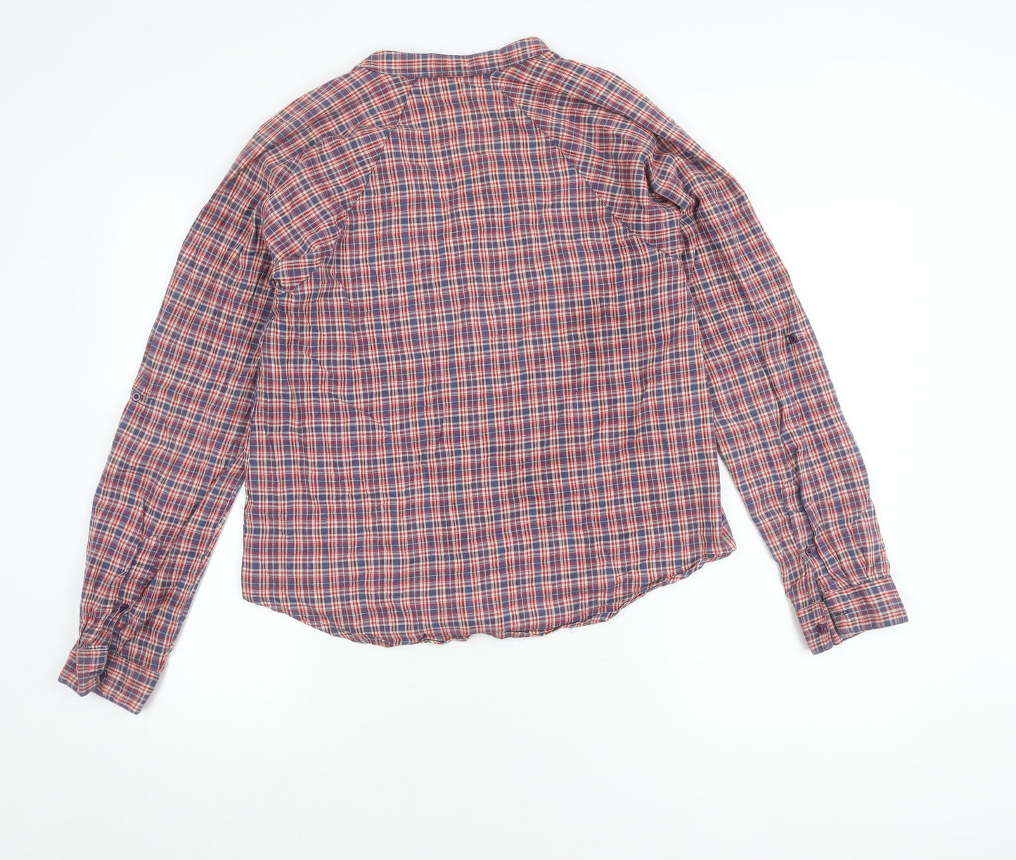 Topshop Women's Red Check Cotton Long Sleeve Button-Up Shirt UK 12