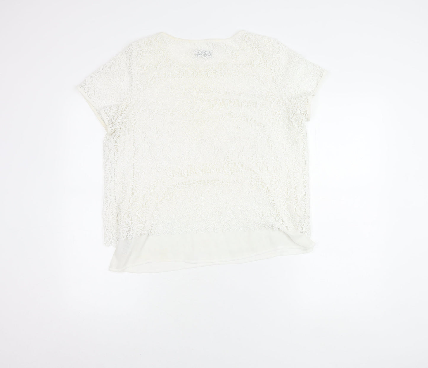 Marks and Spencer Women Ivory Lace Short Sleeve Blouse UK 14