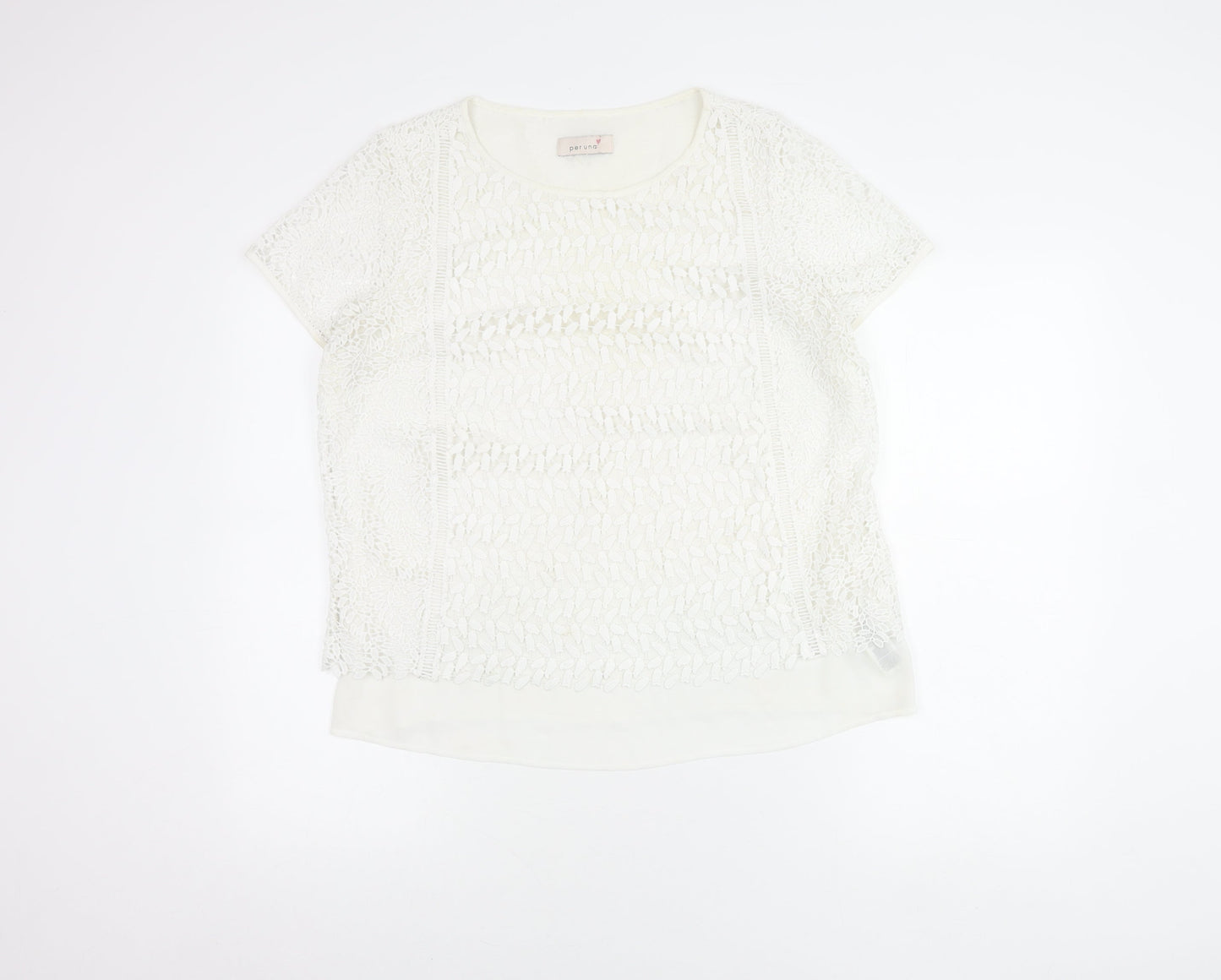 Marks and Spencer Women Ivory Lace Short Sleeve Blouse UK 14