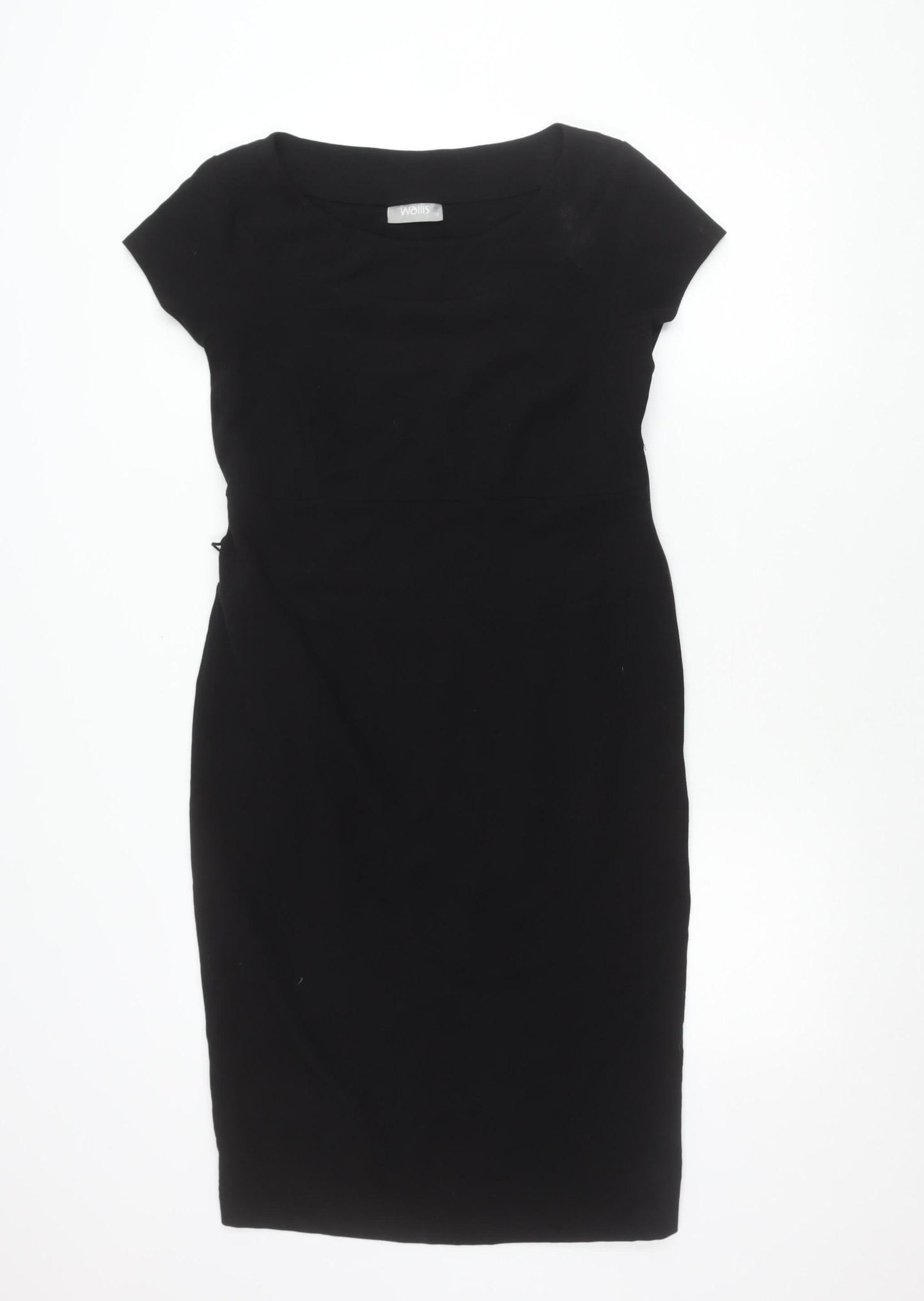 Wallis Women’s Black Knee Length Sheath Dress Size 12 Boat Neck Workwear