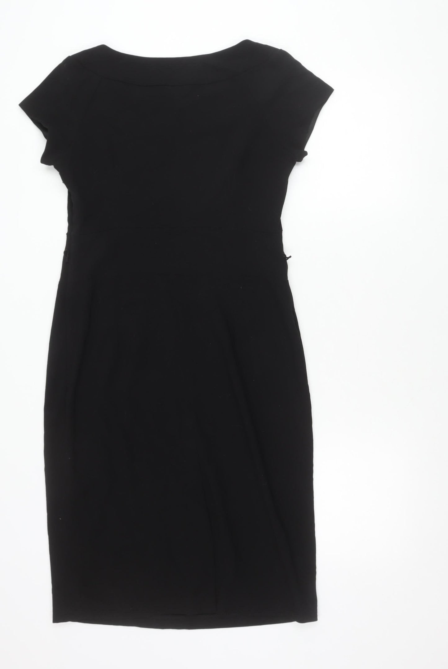 Wallis Women’s Black Knee Length Sheath Dress Size 12 Boat Neck Workwear