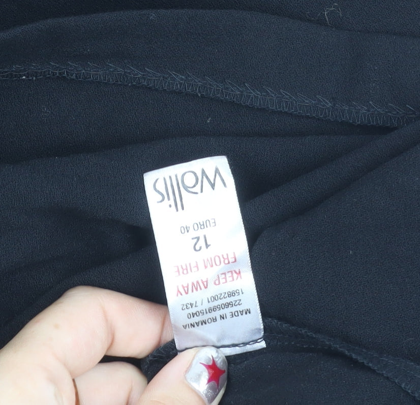 Wallis Women’s Black Knee Length Sheath Dress Size 12 Boat Neck Workwear