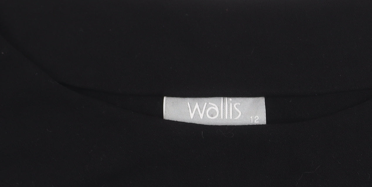 Wallis Women’s Black Knee Length Sheath Dress Size 12 Boat Neck Workwear