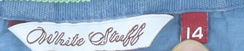 White Stuff Women's Blue Size 14 Tunic Blouse Short Sleeve Cotton