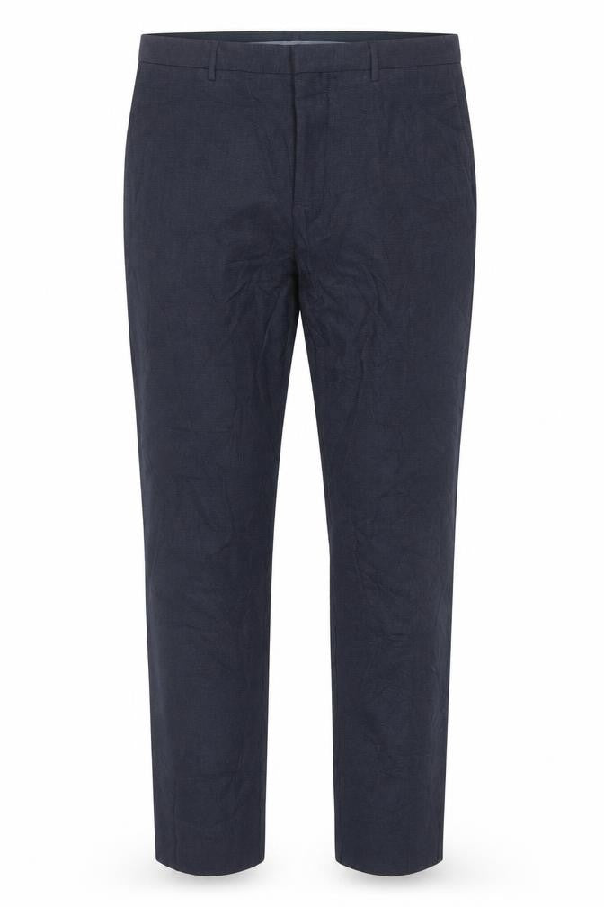 Hugo Boss Men's Blue Check Wool Blend Dress Trousers L 36W 32L