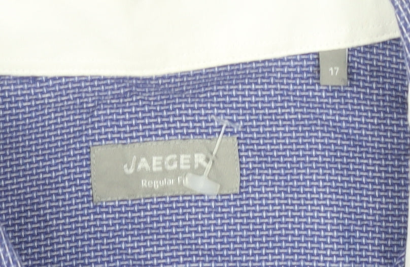 Jaeger Men’s Purple Geometric Cotton Regular Fit Dress Shirt XL 17in