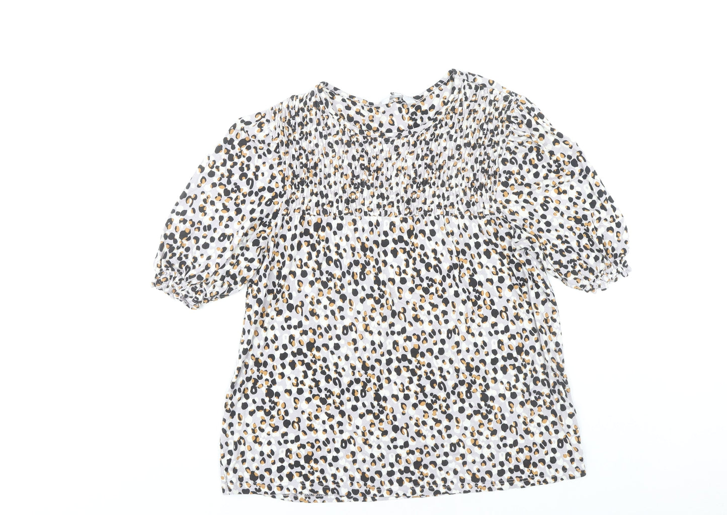 Next Women’s Multicolour Animal Print Puff Sleeve Tunic Blouse UK 12