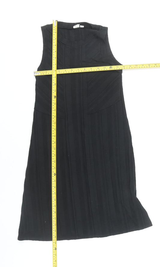 GAP Women's Black XS A-Line Sleeveless Striped Knee Length Dress