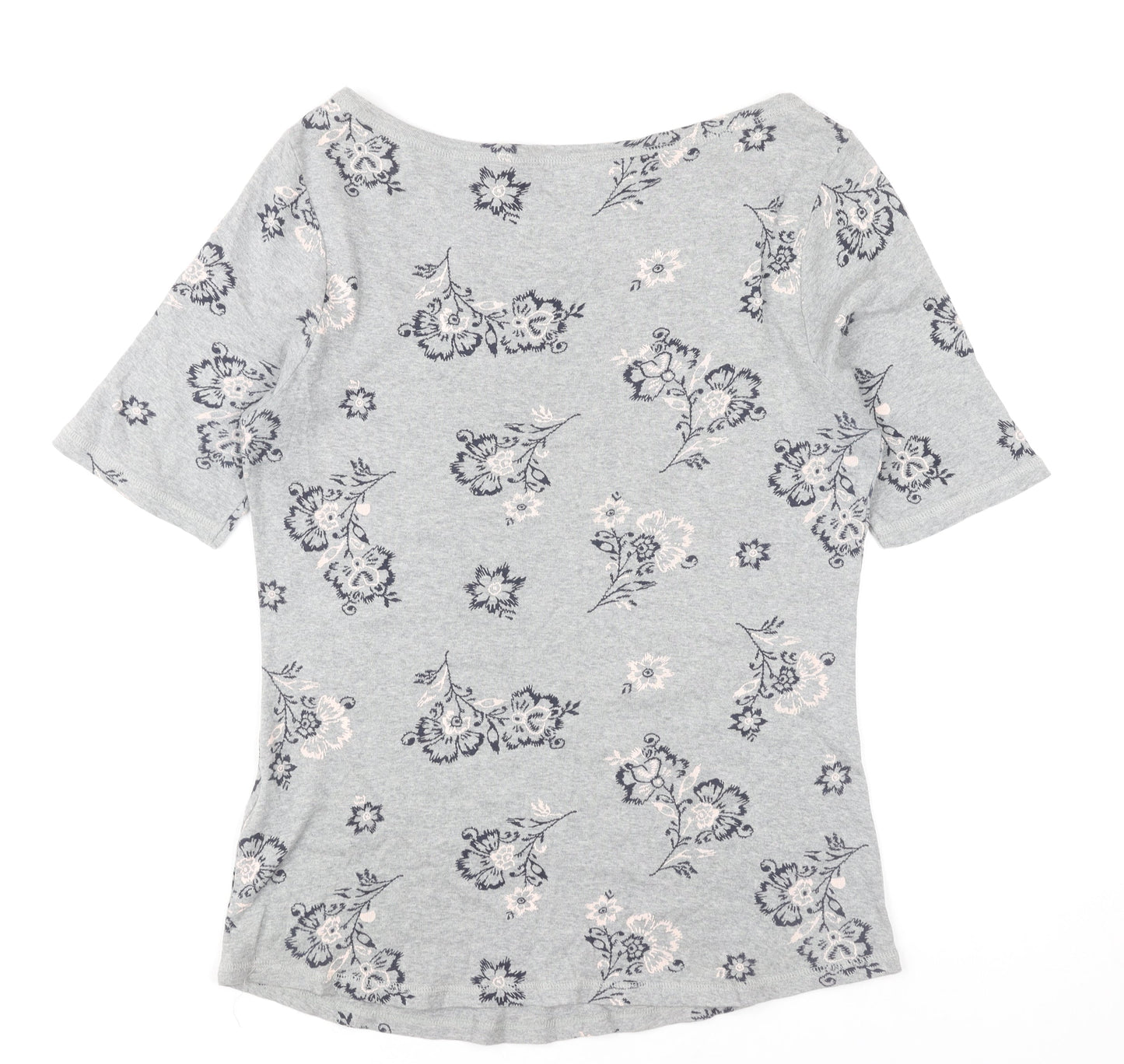 Marks and Spencer Women’s Grey Floral Cotton T-Shirt UK 14