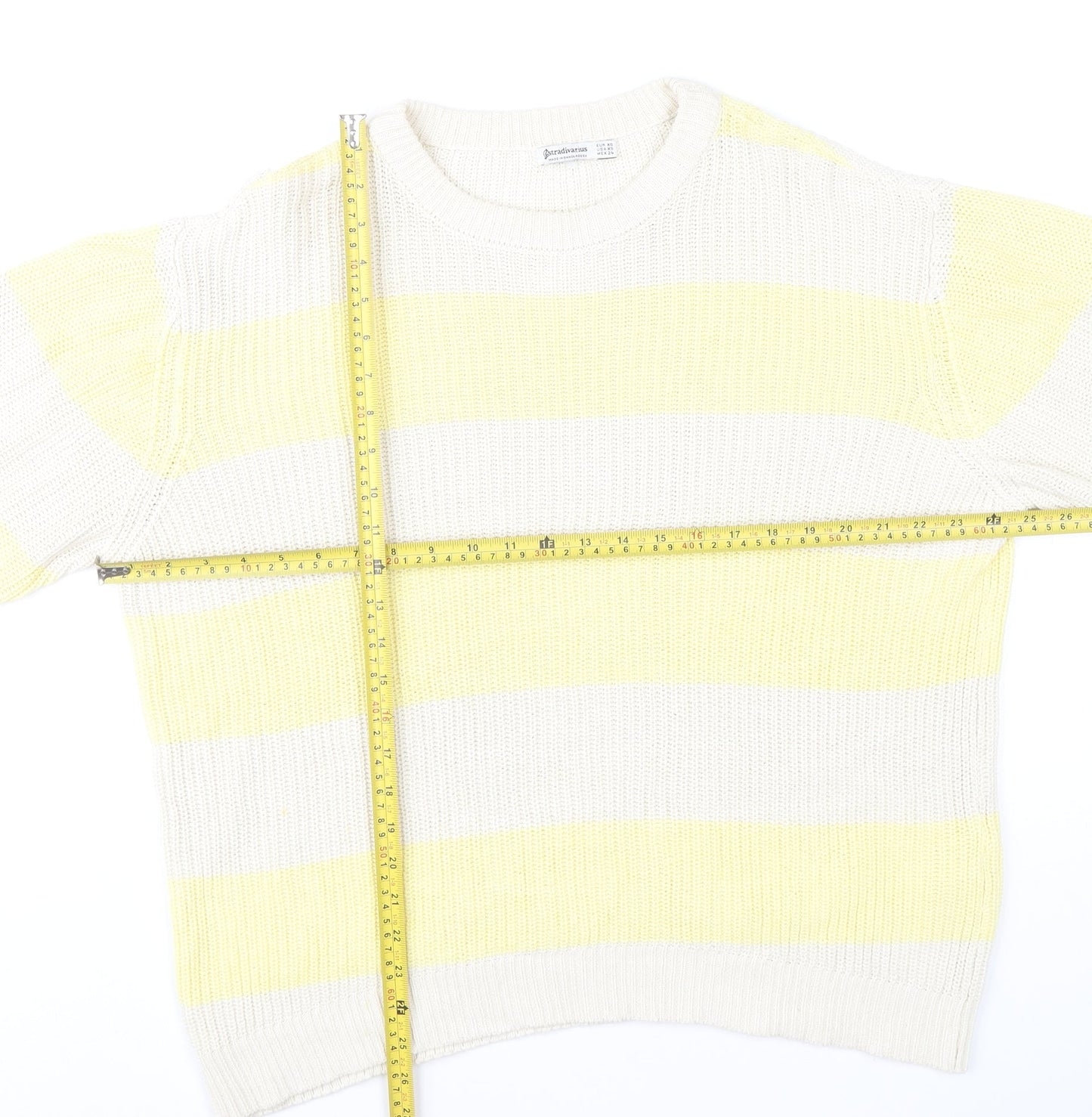 Stradivarius Women's Multicoloured XS Knit Cotton Pullover Jumper