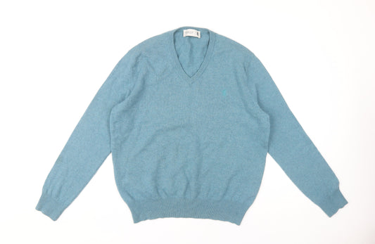 Pringle of Scotland Men's Blue Merino Wool V-Neck Jumper M