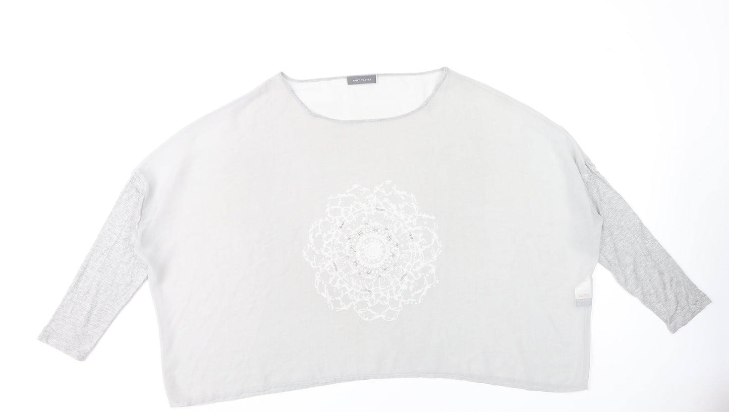 Mint Velvet Women’s Grey Beaded Embroidered Blouse UK 18