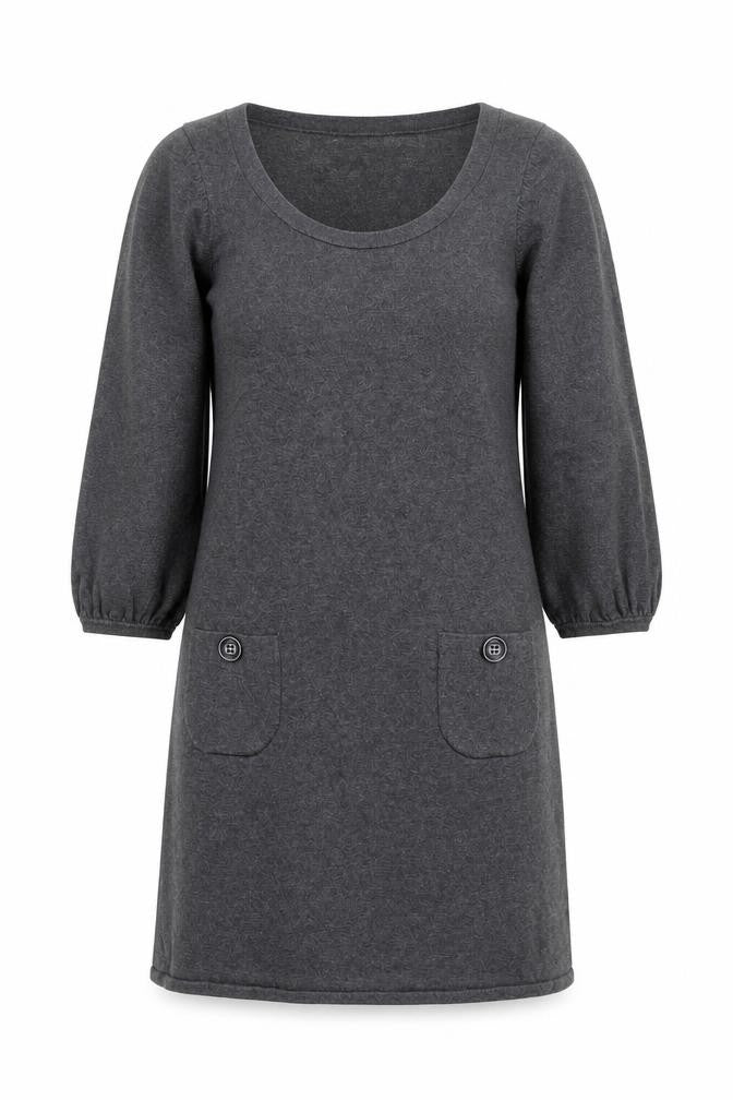 Marks and Spencer Women’s Grey Shift Dress UK 12 Knee Length 3/4 Sleeve