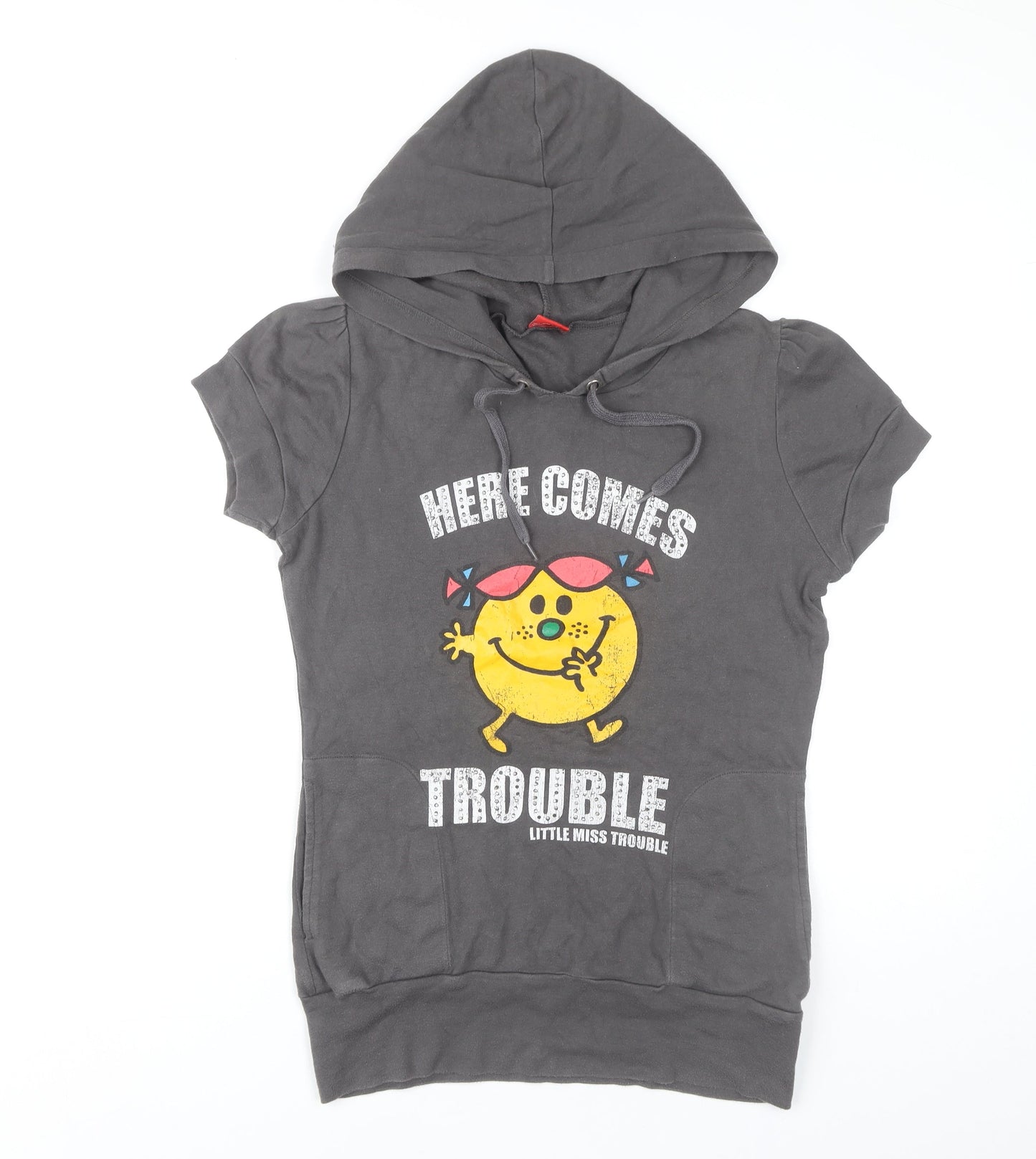 Maven Little Miss Women’s Grey Hoodie UK 10 Short Sleeve Hooded Pullover