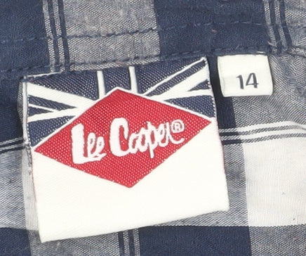 Lee Cooper Men's Blue Check Long Sleeve Button-Up Shirt Size 14