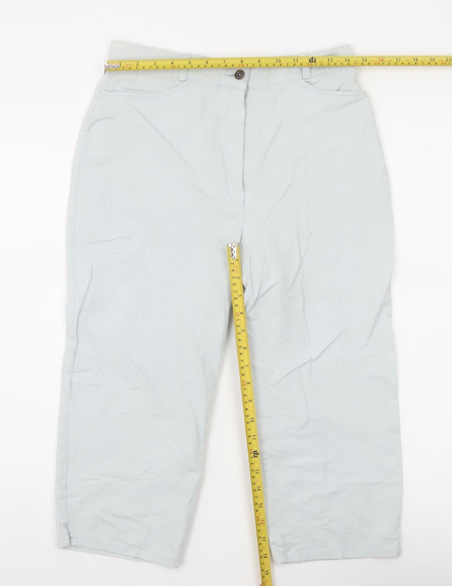 Zaffiri Women’s Grey Capri Trousers Size 14 Cotton Blend
