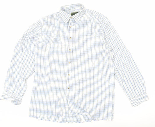 Champion Men's White Check Button-Up Shirt XL Long Sleeve Woven
