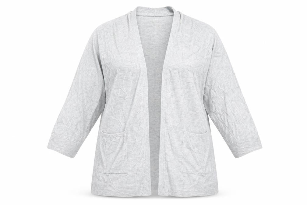 Cotton On Women’s Grey V-Neck Knit Cardigan S 3/4 Sleeve Pockets