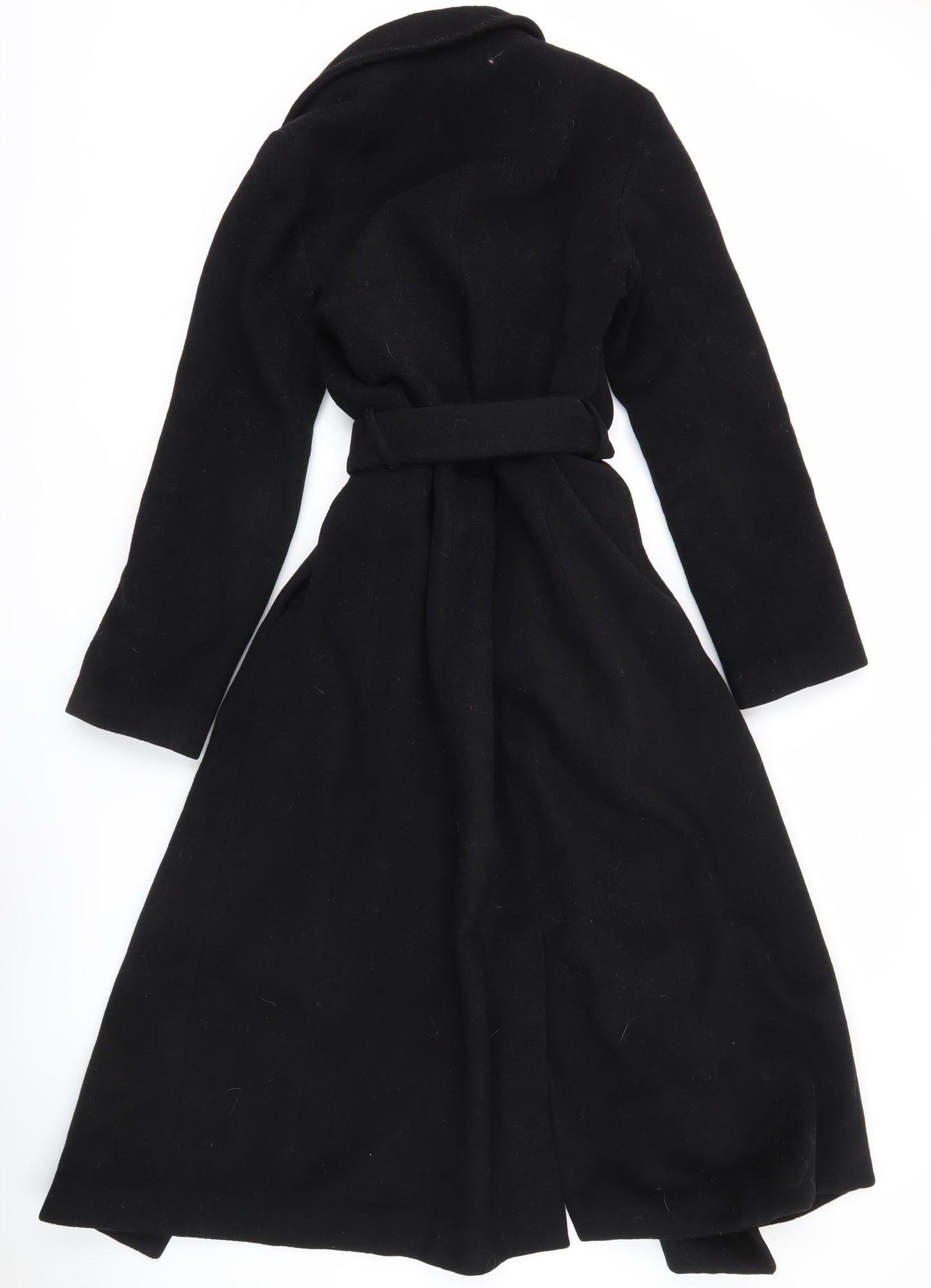 Guess Women’s Black Long Belted Overcoat Size 4 XS Autumn Winter