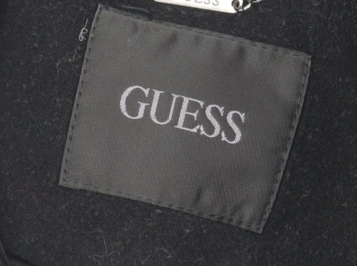 Guess Women’s Black Long Belted Overcoat Size 4 XS Autumn Winter