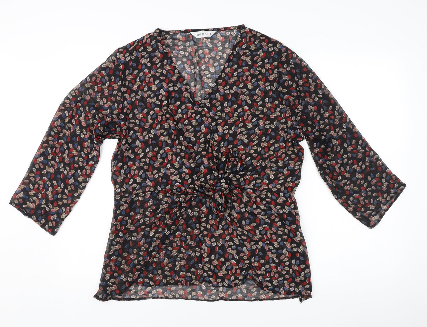 Chianti Women’s Multicoloured Floral Wrap Blouse Size 18 Chiffon 3/4 Sleeve
