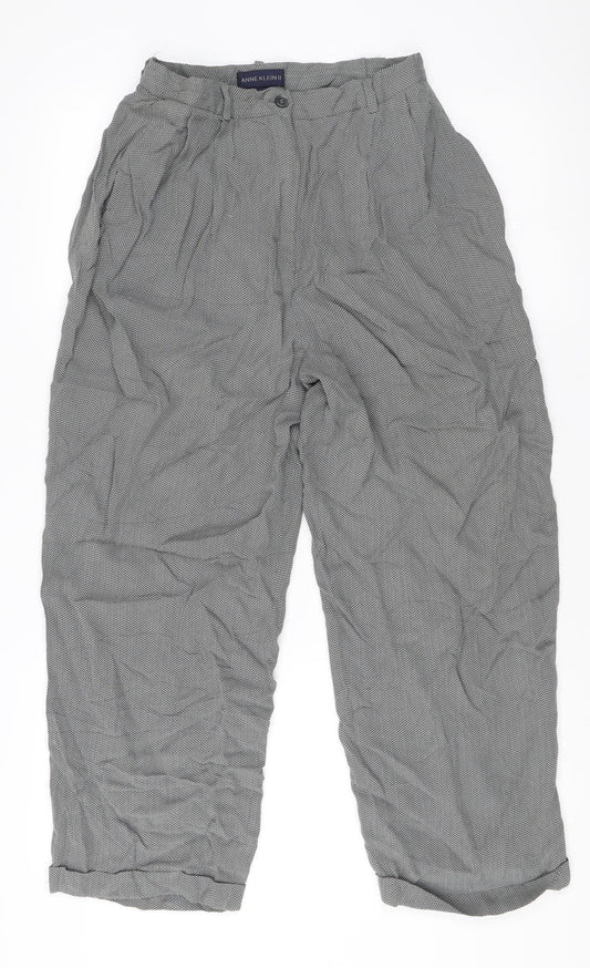 Anne Klein II Women's Grey High Rise Pleated Trousers Size 10