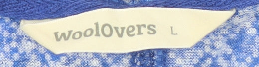 WoolOvers Women's Blue Striped Cotton Tunic Top L 3/4 Sleeve