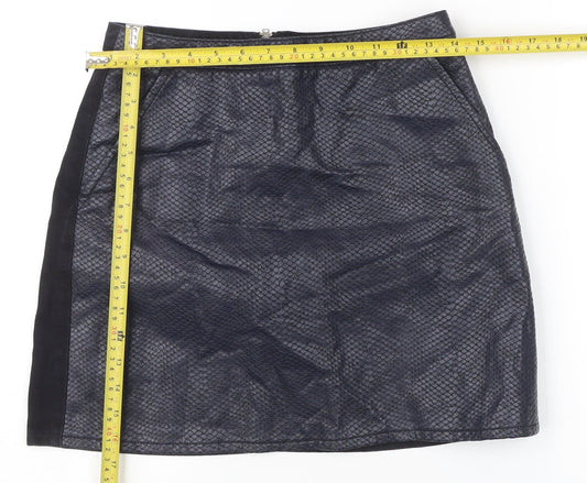 Topshop Women Black Size 10 Straight Pencil Denim Skirt