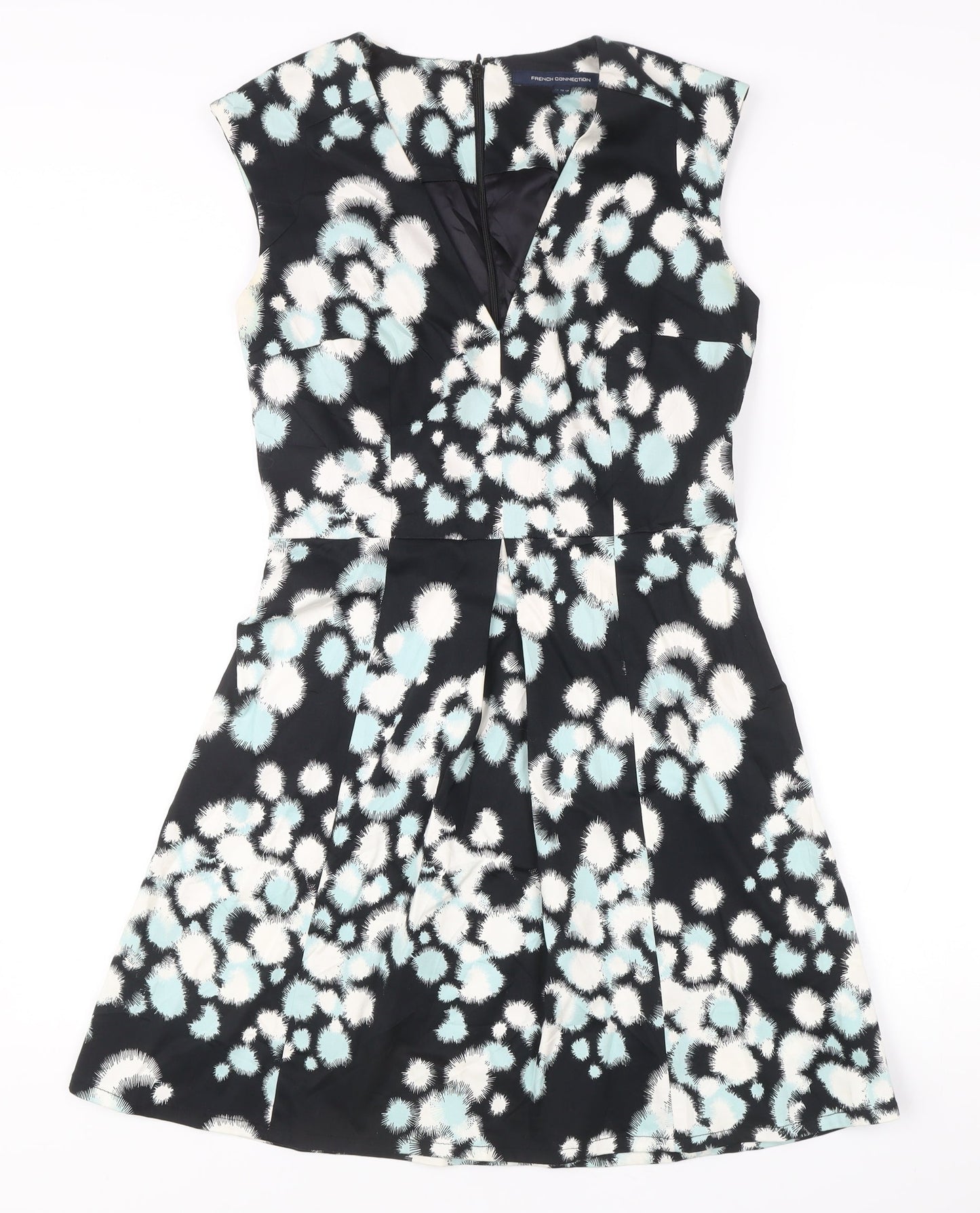 French Connection Women’s Black Animal Print Fit & Flare Dress UK 12
