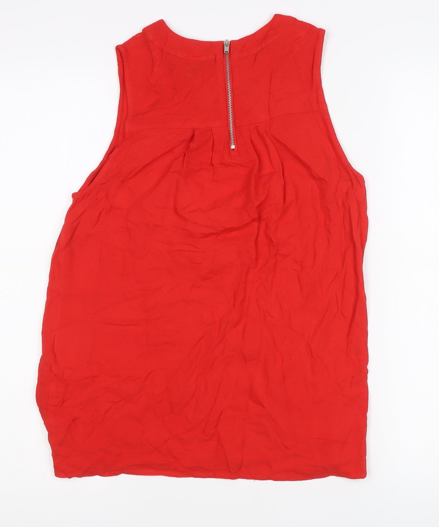 Warehouse Womens Red Chiffon Sleeveless Blouse UK 10 Summer Casual