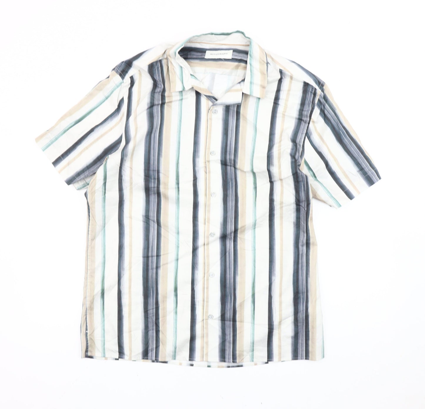 Marks and Spencer Men's Multicoloured Striped M Short Sleeve Shirt