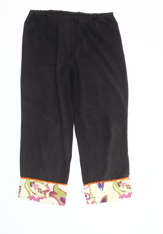 Paul Separates Women’s Black Cropped Cuffed Trousers UK14 Stretch
