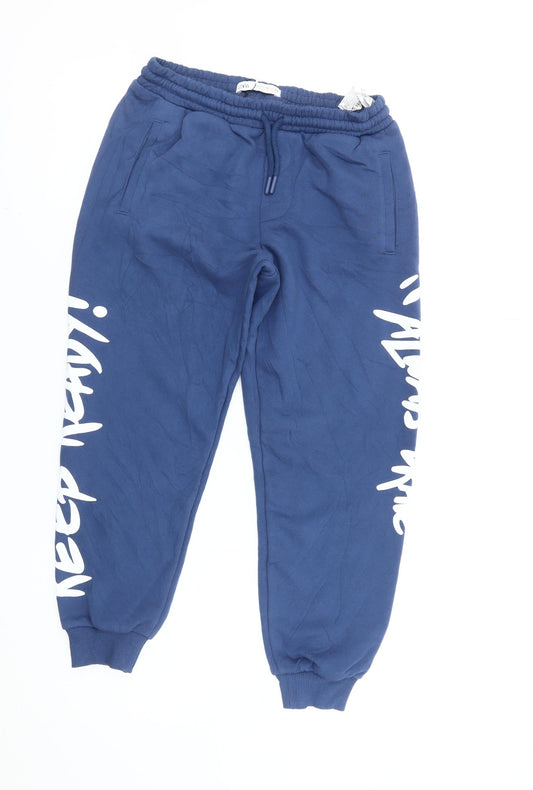 Zara Boys Blue Jogger Trousers 11-12 Years Elastic Waist Fleece Pants