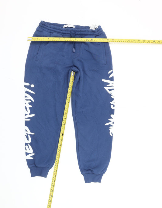 Zara Boys Blue Jogger Trousers 11-12 Years Elastic Waist Fleece Pants