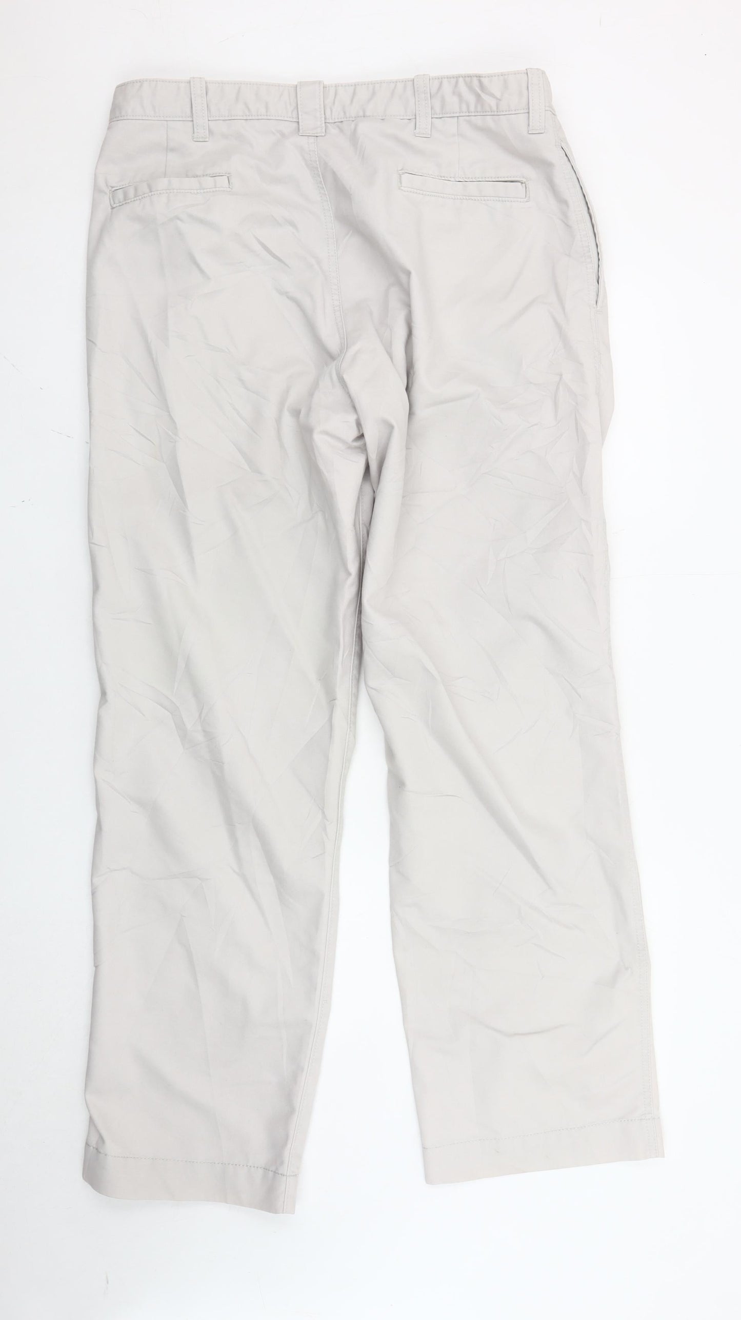 Haggar Men's Beige Chino Trousers 36x32 Straight Leg Cotton Blend