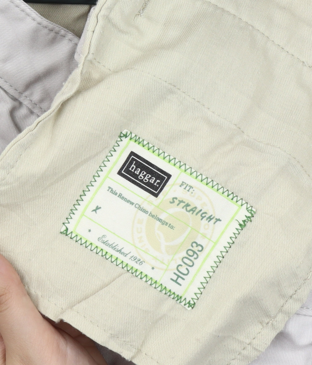 Haggar Men's Beige Chino Trousers 36x32 Straight Leg Cotton Blend