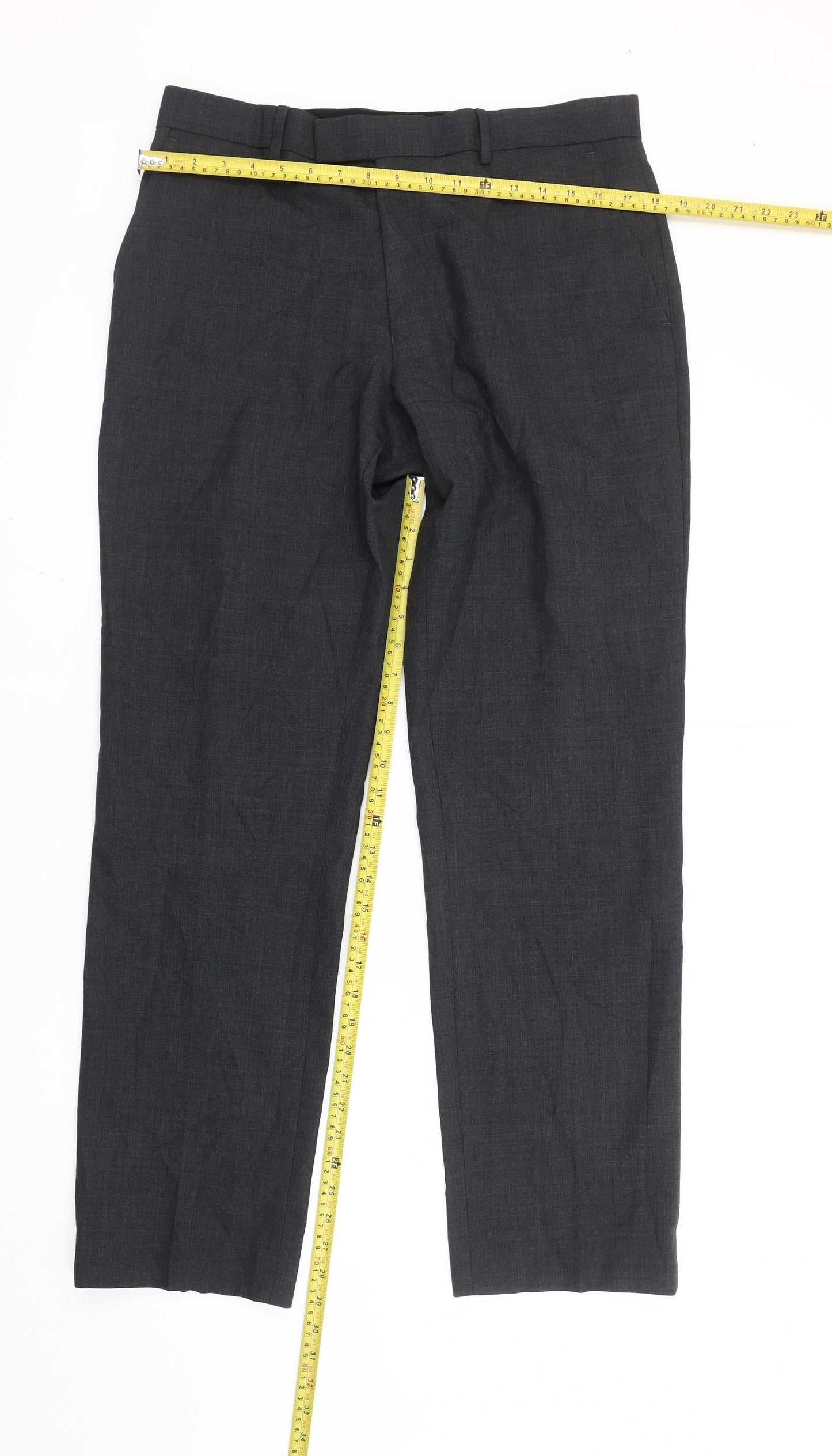 Jaeger Men's Black Wool Dress Trousers Size M 34in Waist Regular Fit