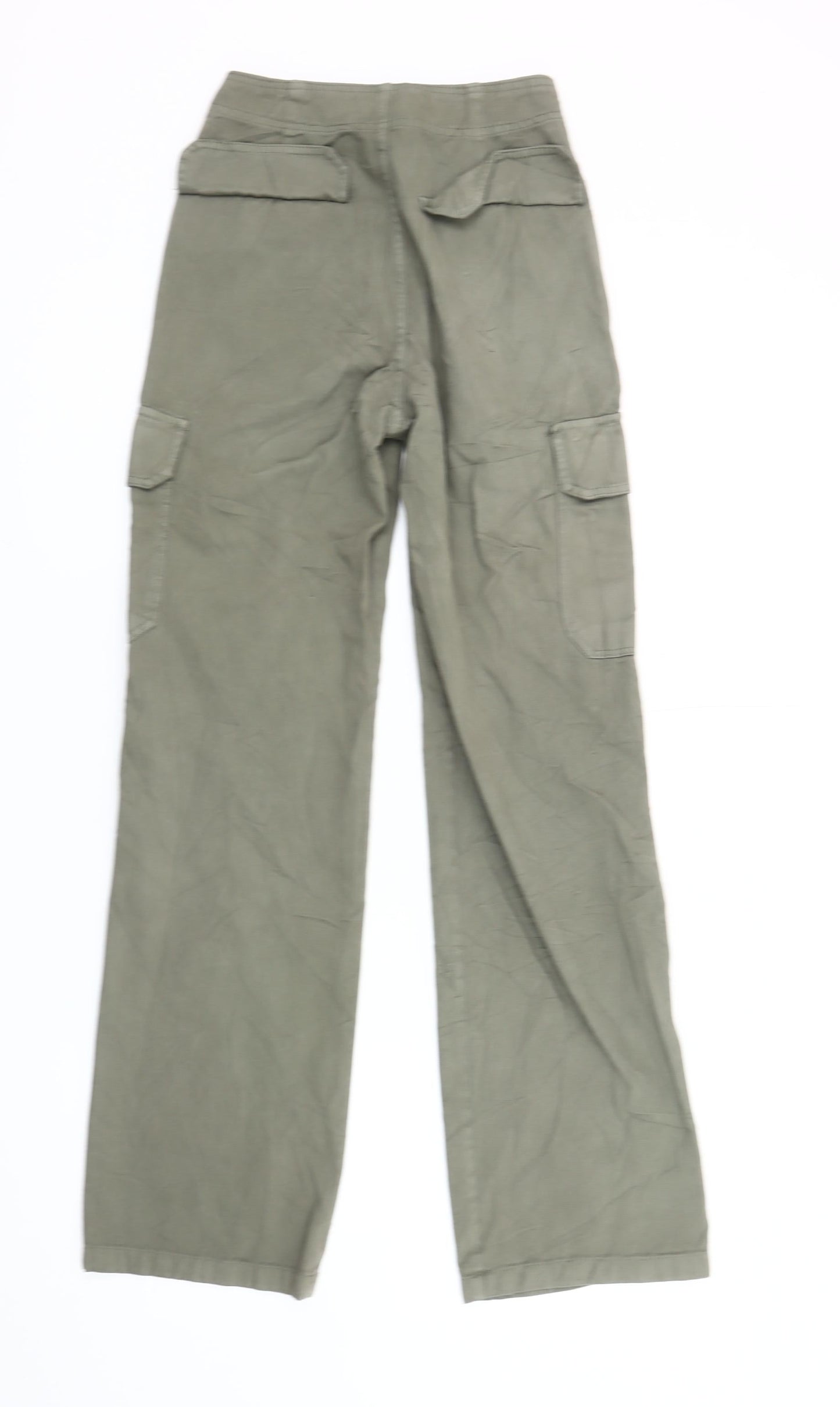 Zara Women’s Green Cargo Trousers Size 4 Regular Fit Mid Rise
