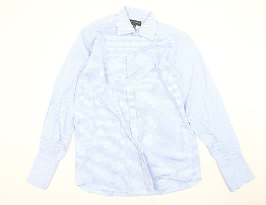 Austin Reed Men’s Blue Check Non-Iron Cotton Long Sleeve Dress Shirt 16/41
